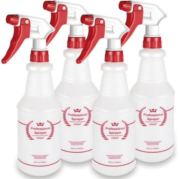 Plastic Spray Bottle 4 Pack 24 Oz All-Purpose Heavy Duty Spraying Bottles Leak - Picture 1 of 16